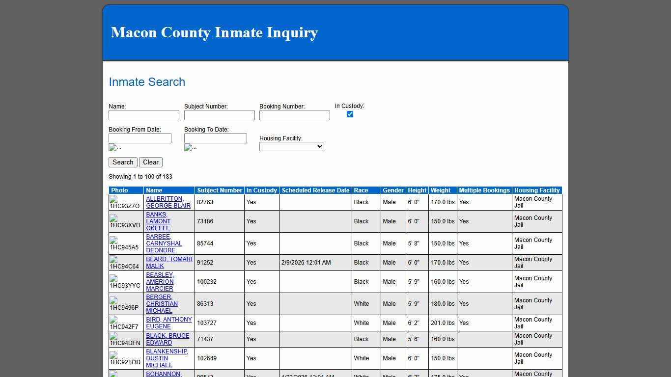 Inmate Search